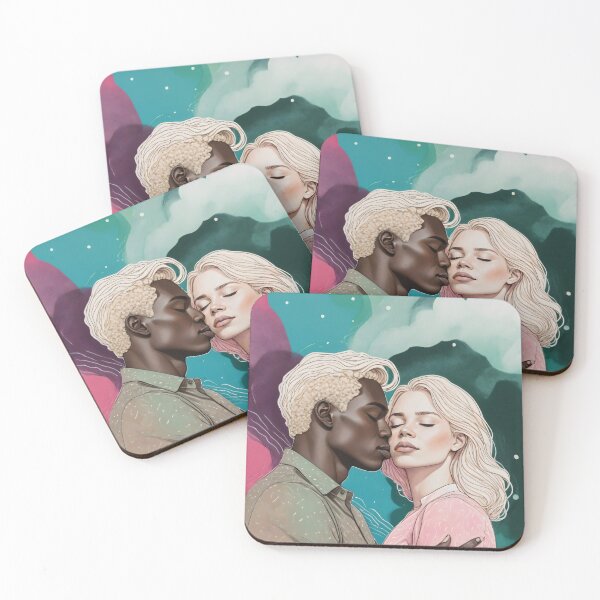 Item preview, Cosmic Romance, Love Passion Race Diversity, Anti-racism Equality Mindset Society, Community Marriage Couple Interracial Painting Art Print designed and sold by 83oranges.com.