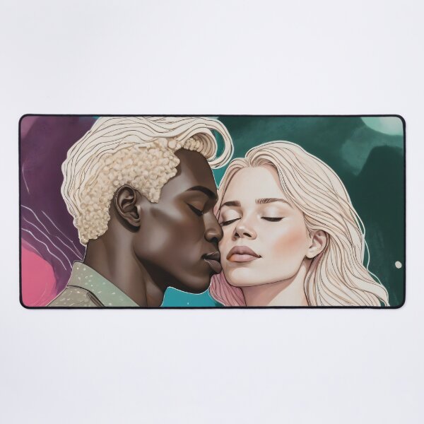 Item preview, Cosmic Romance, Love Passion Race Diversity, Anti-racism Equality Mindset Society, Community Marriage Couple Interracial Painting Art Print designed and sold by 83oranges.com.