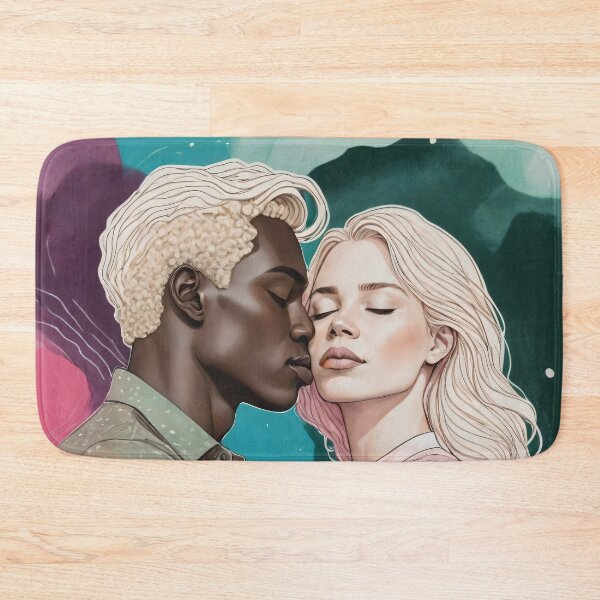 Item preview, Cosmic Romance, Love Passion Race Diversity, Anti-racism Equality Mindset Society, Community Marriage Couple Interracial Painting Art Print designed and sold by 83oranges.com.