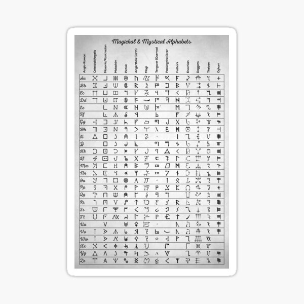 Magickal and Mystical Alphabets Sticker
