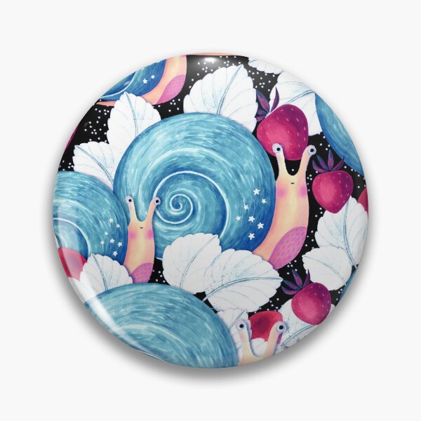 Item preview, Snails and strawberries, Light blue on black background designed and sold by Alex  Blud.