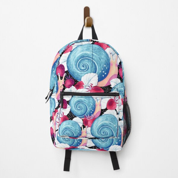 Item preview, Snails and strawberries, Light blue on black background designed and sold by Alex Blud.