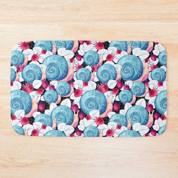 Item preview, Snails and strawberries, Light blue on black background designed and sold by Alex  Blud.