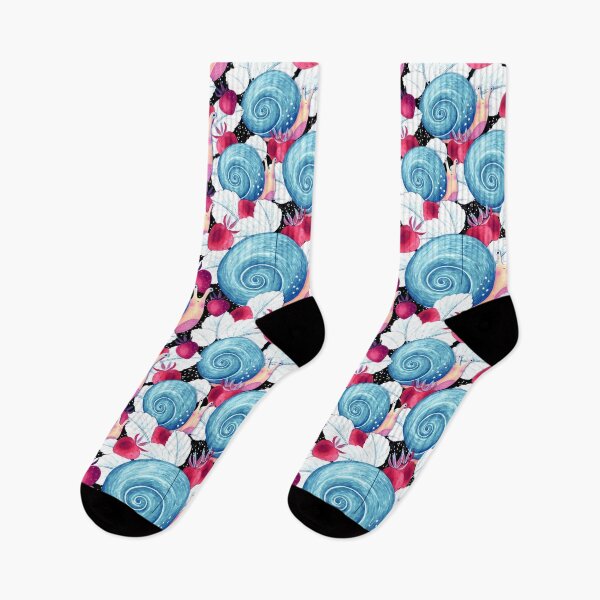 Item preview, Snails and strawberries, Light blue on black background designed and sold by Alex  Blud.