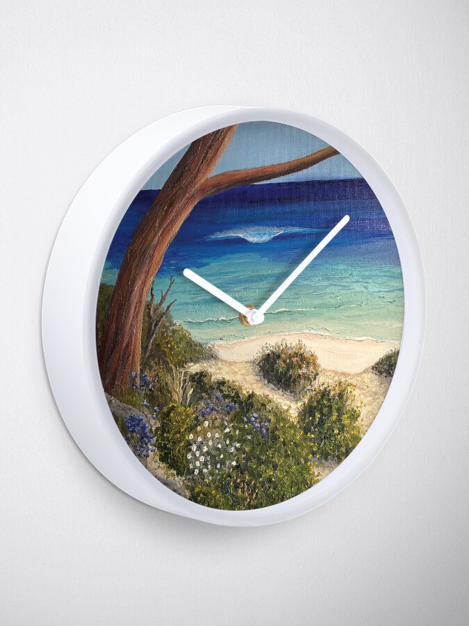 Thumbnail 2 of 4, Clock, Heading Down To The Beach designed and sold by KellyLoganArt.