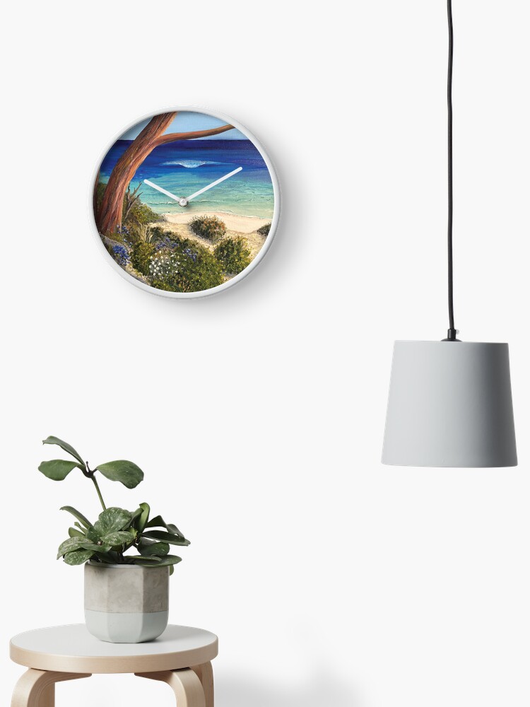 Thumbnail 1 of 4, Clock, Heading Down To The Beach designed and sold by KellyLoganArt.