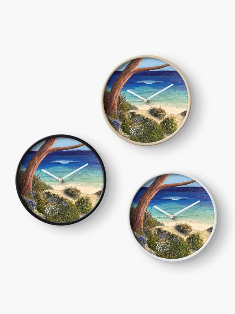 Thumbnail 3 of 4, Clock, Heading Down To The Beach designed and sold by KellyLoganArt.