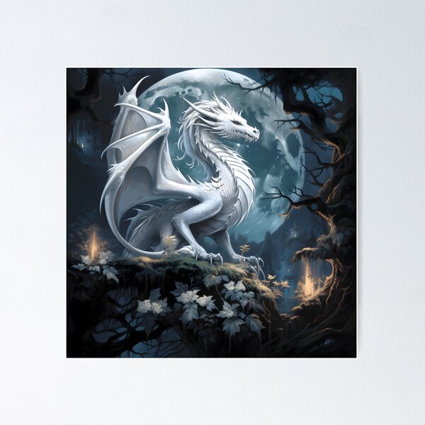 Item preview, Silver Dragon In the Moonlight designed and sold by FantasyFusion.