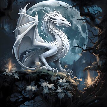 Artwork thumbnail, Silver Dragon In the Moonlight by FantasyFusion