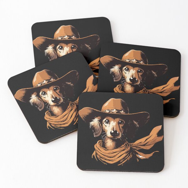 Item preview, English Cream Dachshund Funny Cowboy designed and sold by TomFrontierArt.