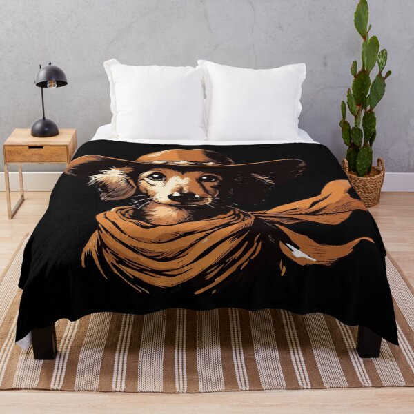 Item preview, English Cream Dachshund Funny Cowboy designed and sold by TomFrontierArt.