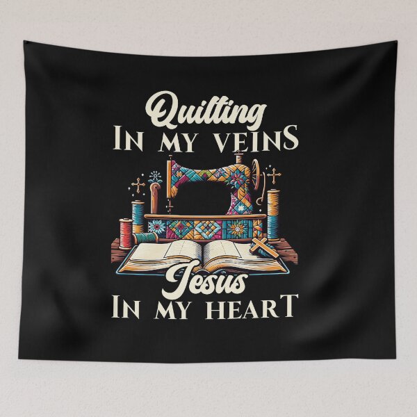 Item preview, Quilting In My Veins Jesus Is In My Heart Christian Quilters designed and sold by Dressed For  Duty.