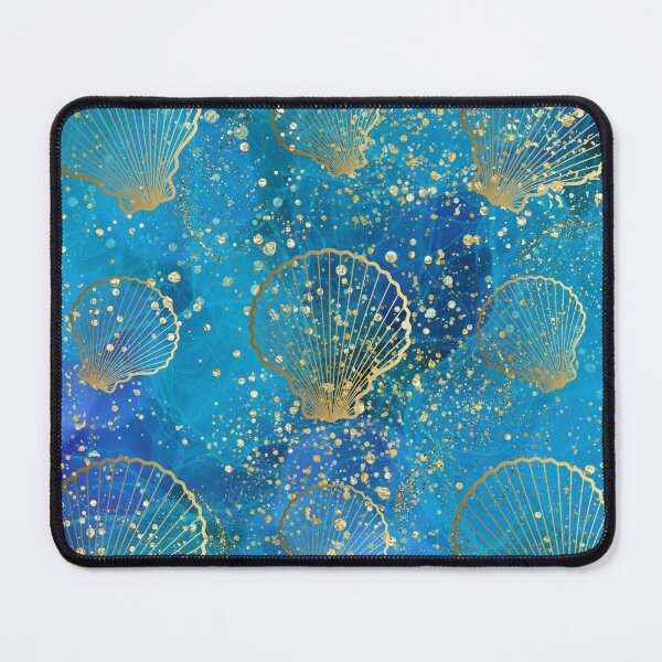 Item preview, Blue And Gold Glitter Seashell Pattern designed and sold by SeaStarAlex.