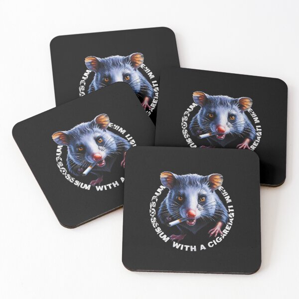Item preview, Opossum with a Cigarette with the Inscription. designed and sold by GraveKey.