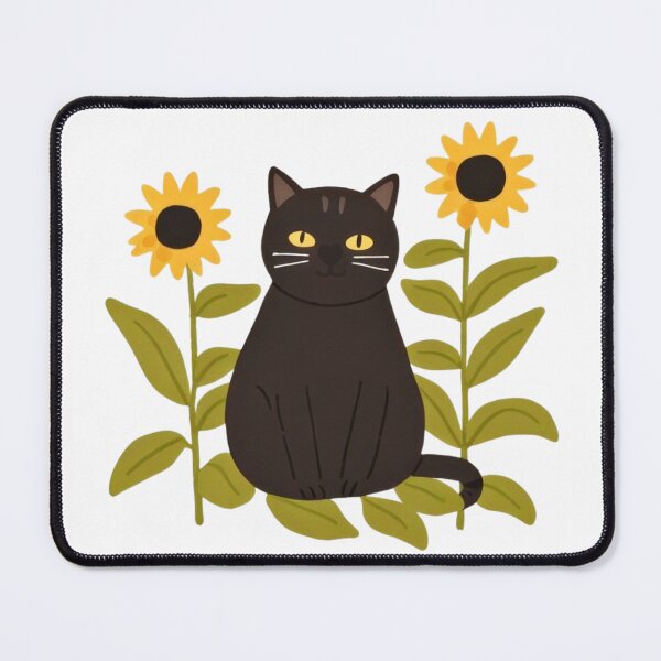 Item preview, Cute chubby funny kitty guards the sunflowers in the garden. designed and sold by SaraSumi.