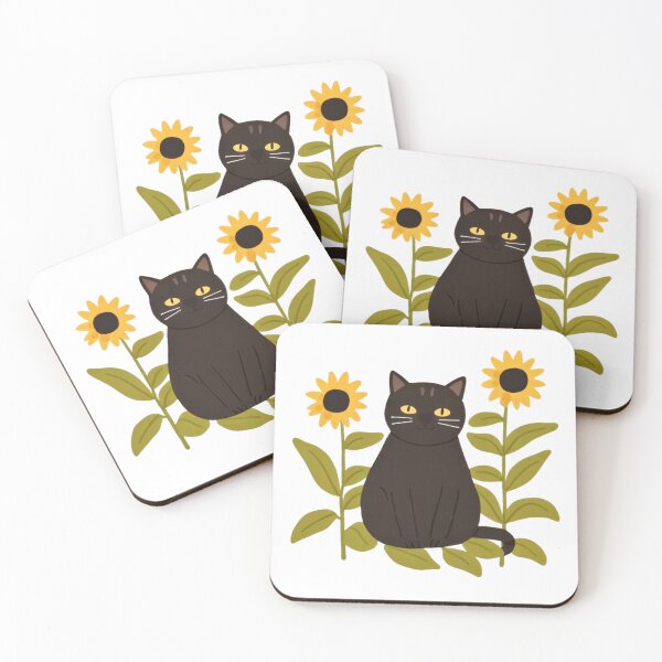 Item preview, Cute chubby funny kitty guards the sunflowers in the garden. designed and sold by SaraSumi.
