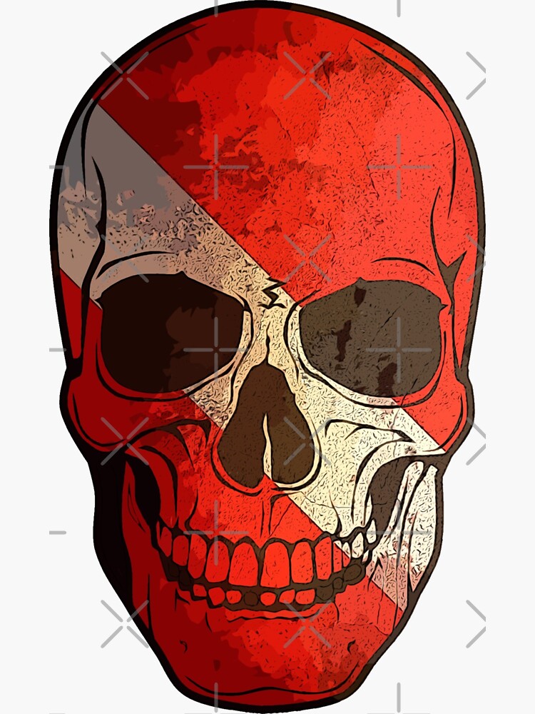 Thumbnail 3 of 3, Sticker, Diver Scuba Skull Vintage Style designed and sold by OwnTheAvenue.