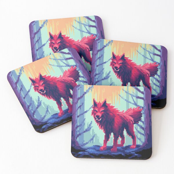 Artikelvorschau, Pixelkunst, roter Wolf entworfen und verkauft von SorryCatPlay.