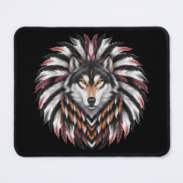 Item preview, A wolf, a dog in an Indian headdress designed and sold by MagelliShop.