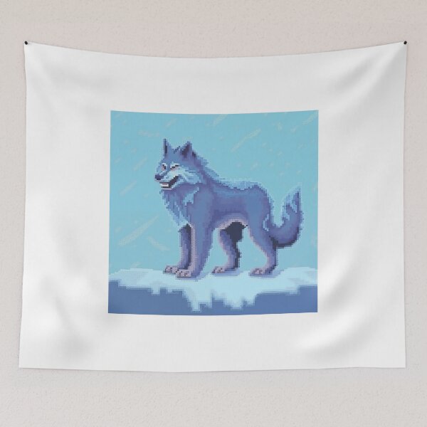 Artikelvorschau, Pixelkunst Schneewolf entworfen und verkauft von SorryCatPlay.