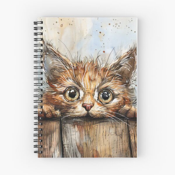 Item preview, Curious Kitten Peeking Over Wooden Fence designed and sold by prettykaler.