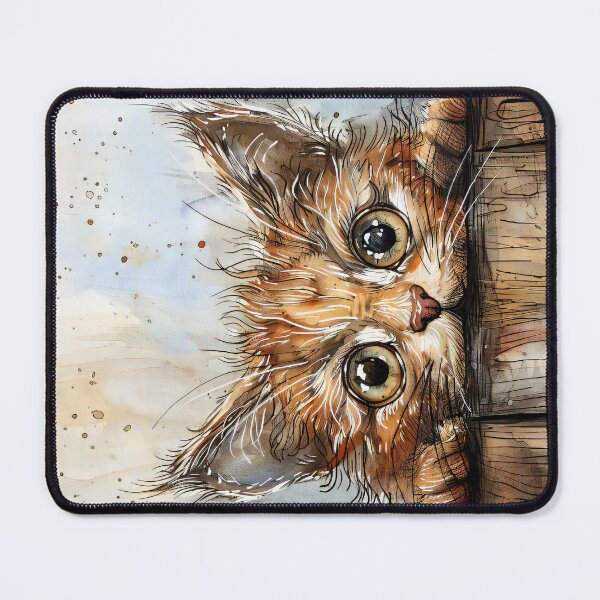 Item preview, Curious Kitten Peeking Over Wooden Fence designed and sold by prettykaler.