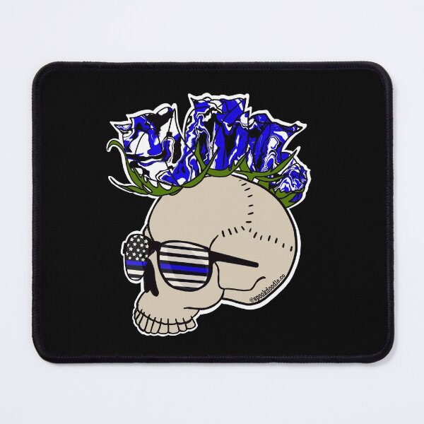 Item preview, Thin blue skull designed and sold by spookdoodle.co.