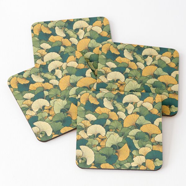 Item preview, Green and Gold Ginkgo Biloba Leaves Abstract Pattern designed and sold by Gaborai.