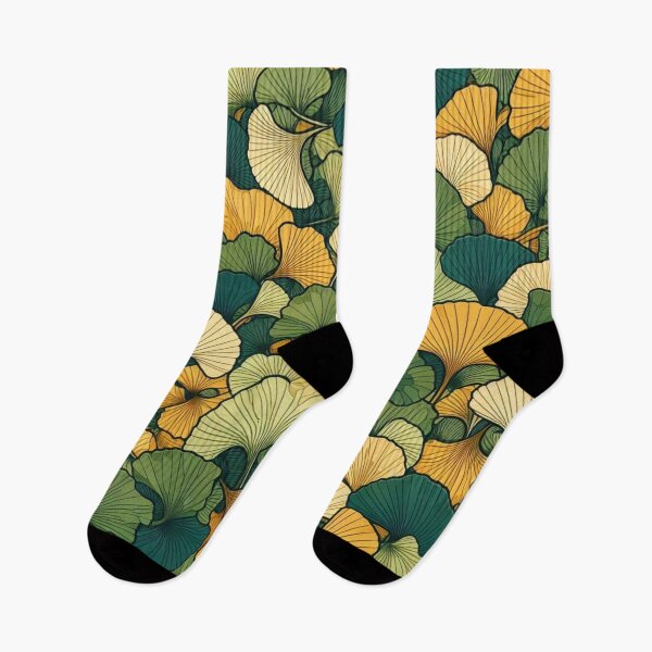 Item preview, Green and Gold Ginkgo Biloba Leaves Abstract Pattern designed and sold by Gaborai.