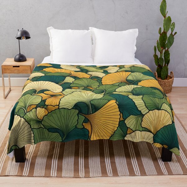 Item preview, Green and Gold Ginkgo Biloba Leaves Abstract Pattern designed and sold by Gaborai.
