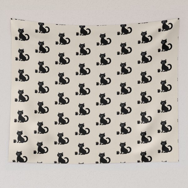 Item preview, Black cat with coffee mug designed and sold by babysnaily.