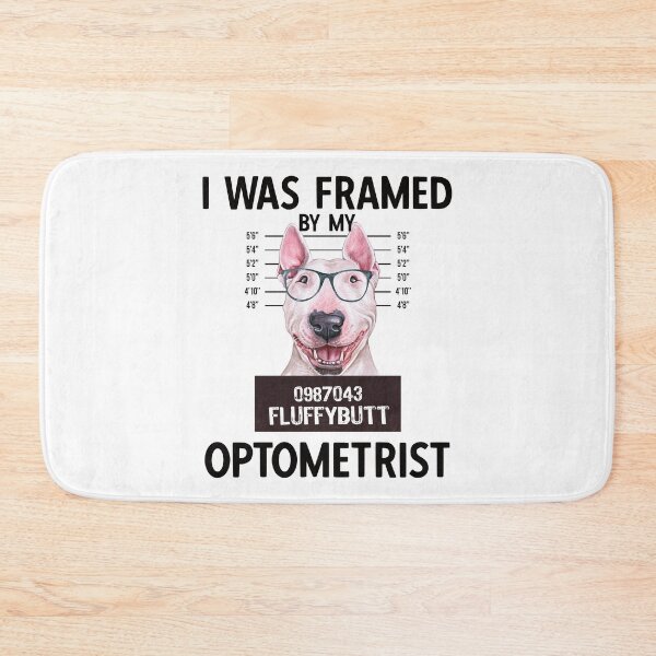 Item preview, Bull Terrier With Glasses - I Was Framed Optometry Pun designed and sold by Primroaddesigns.