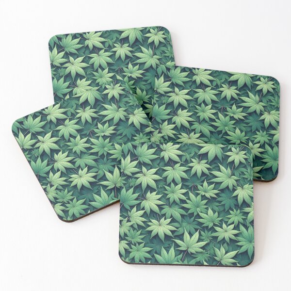 Item preview, Green Japanese Maple Leaves Abstract Pattern designed and sold by Gaborai.