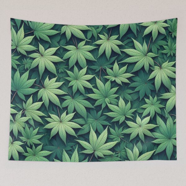 Item preview, Green Japanese Maple Leaves Abstract Pattern designed and sold by Gaborai.