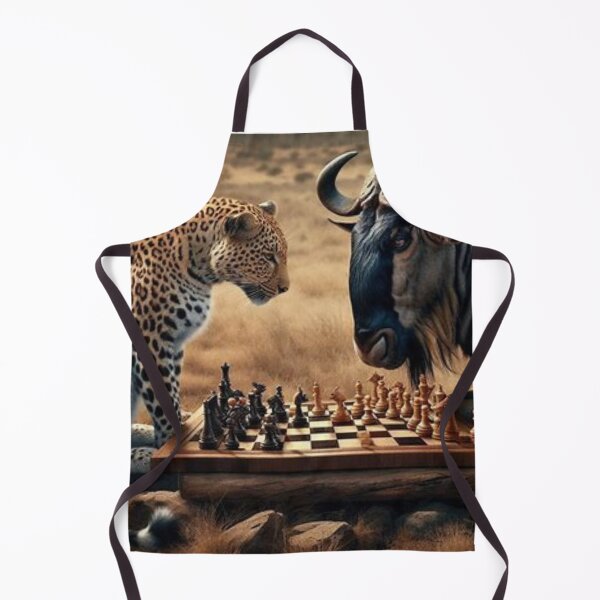 Item preview, Blue Wildebeest and Leopard enjoy chess game. designed and sold by BonoloStore.
