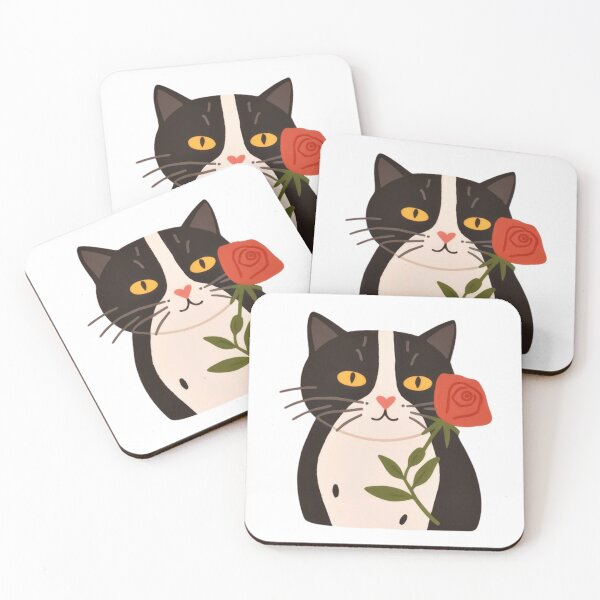 Item preview, "I broke a flower for you"  i.e. a cute chubby funny kitty with a rose. designed and sold by SaraSumi.