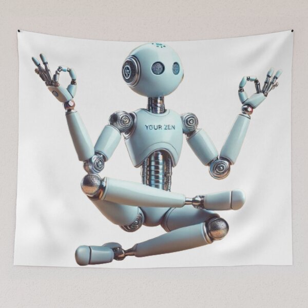 Item preview, Zen Robot in Meditation Pose - Peaceful and Futuristic Design designed and sold by NattyGe.