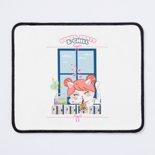 Item preview, Kawaii Boba & Lo-Fi Chill, Cat Books and Rain designed and sold by LivingRoomZoo.