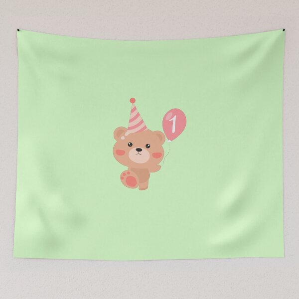 Item preview, Baby boy bear first birthday hold balloon designed and sold by Fa5ad.