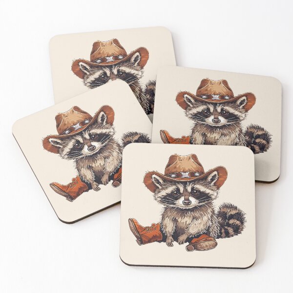 Item preview, Cute Cowboy Raccoon designed and sold by RetroPrints.