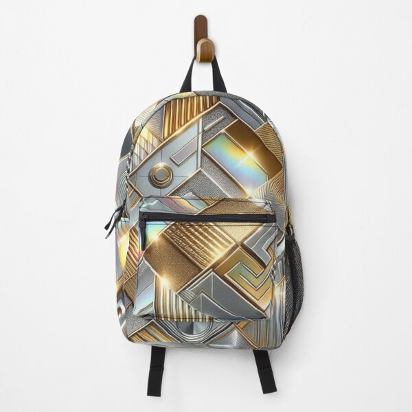 Item preview, Opulent Holographic Geometrics: Metallic Gold, Silver, and Bronze Fabric Pattern designed and sold by Rui Fernandes.
