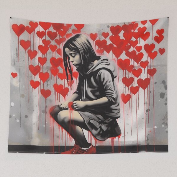 Item preview, bansky girl love heart street designed and sold by AnthonwHels.
