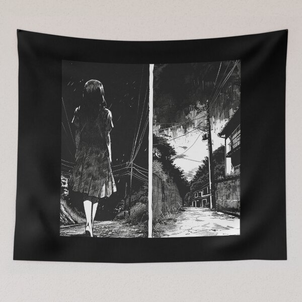 Item preview, path into nothingness – melancholic black and white manga anime girl designed and sold by ForsakenFrames.