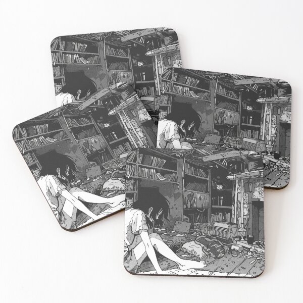 Item preview, new home – melancholic black and white manga anime girl designed and sold by ForsakenFrames.