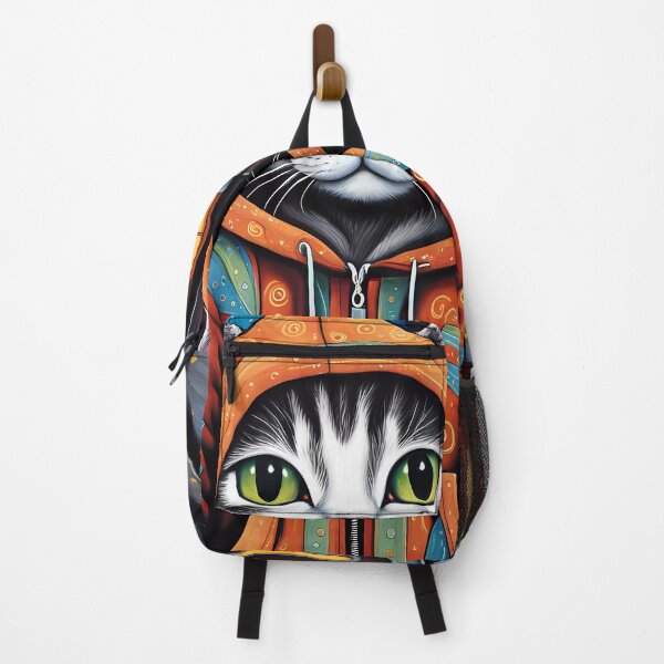 Item preview, Folk Art apprehensive Kitten wearing a hoodie in a big city back alley designed and sold by Colin Bentham.
