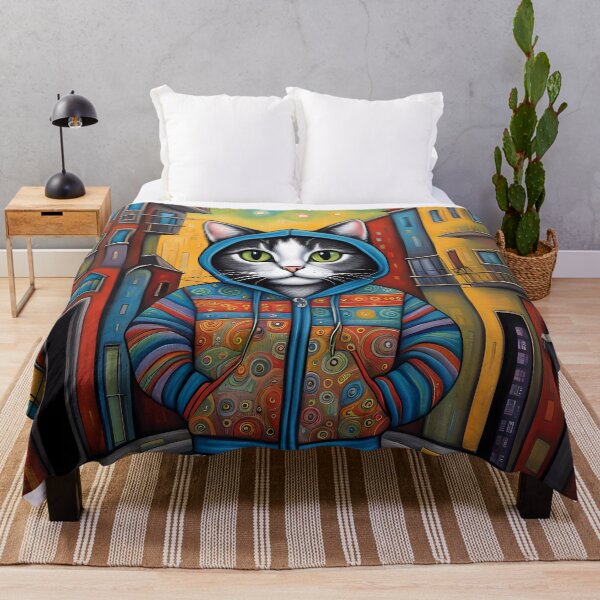 Item preview, Kitten wearing a hoodie in a big city back alley designed and sold by Colin Bentham.