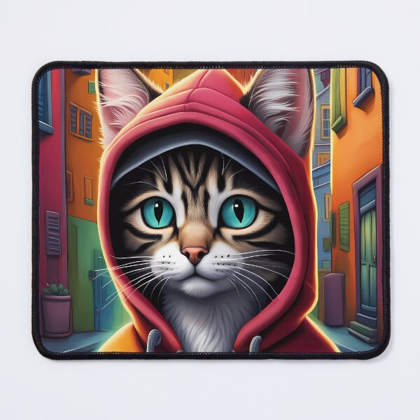 Item preview, Kitten wearing a hoodie in a big city back alley designed and sold by Colin Bentham.