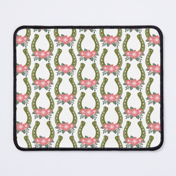 Item preview, moss green horseshoe with red flowers designed and sold by colorofmagic.