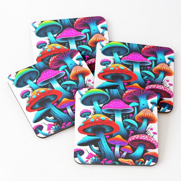 Item preview, Vibrant Neon Mushrooms Pattern Design designed and sold by GrizzlyCollective.