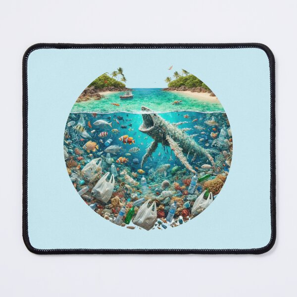 Item preview, underwater world full of plastic waste shark plastic fish diving coral reef ocean Caribbean designed and sold by Annika Shurafa.